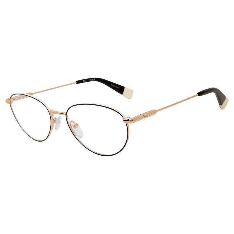 FURLA芙拉女士眼镜架金属椭圆形黑色金色日常佩戴通勤眼镜框