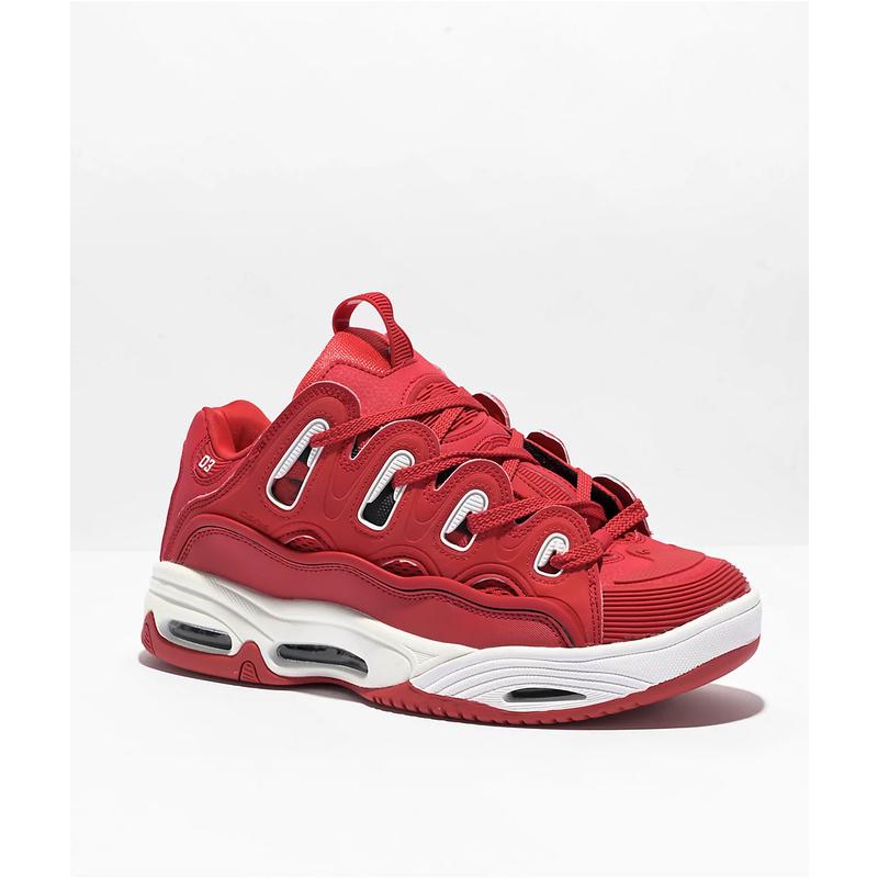 Osiris男士滑板鞋厚底缓震透气设计防滑纹路加垫鞋舌红色白色