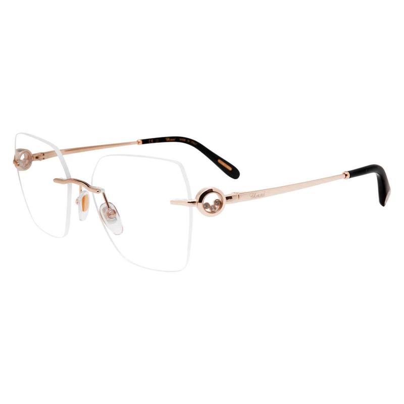代购Chopard女士眼镜框几何形玫瑰金金属透明镜片日常佩戴通勤