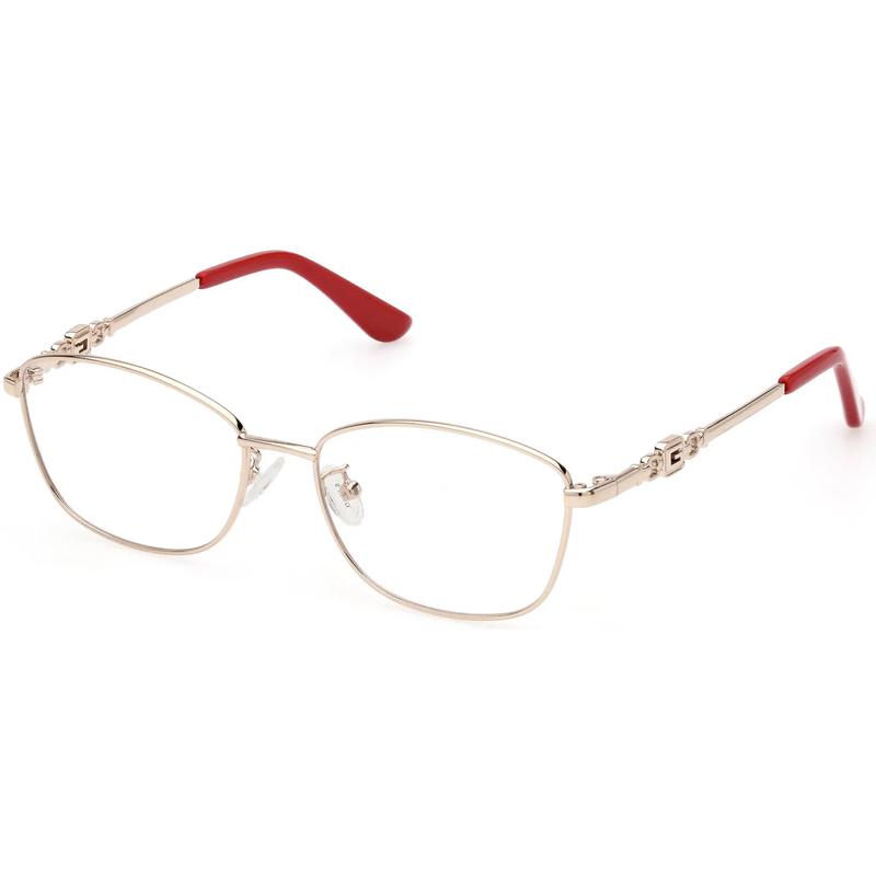GUESS女士眼镜架矩形全框金属浅金色日常佩戴办公眼镜框