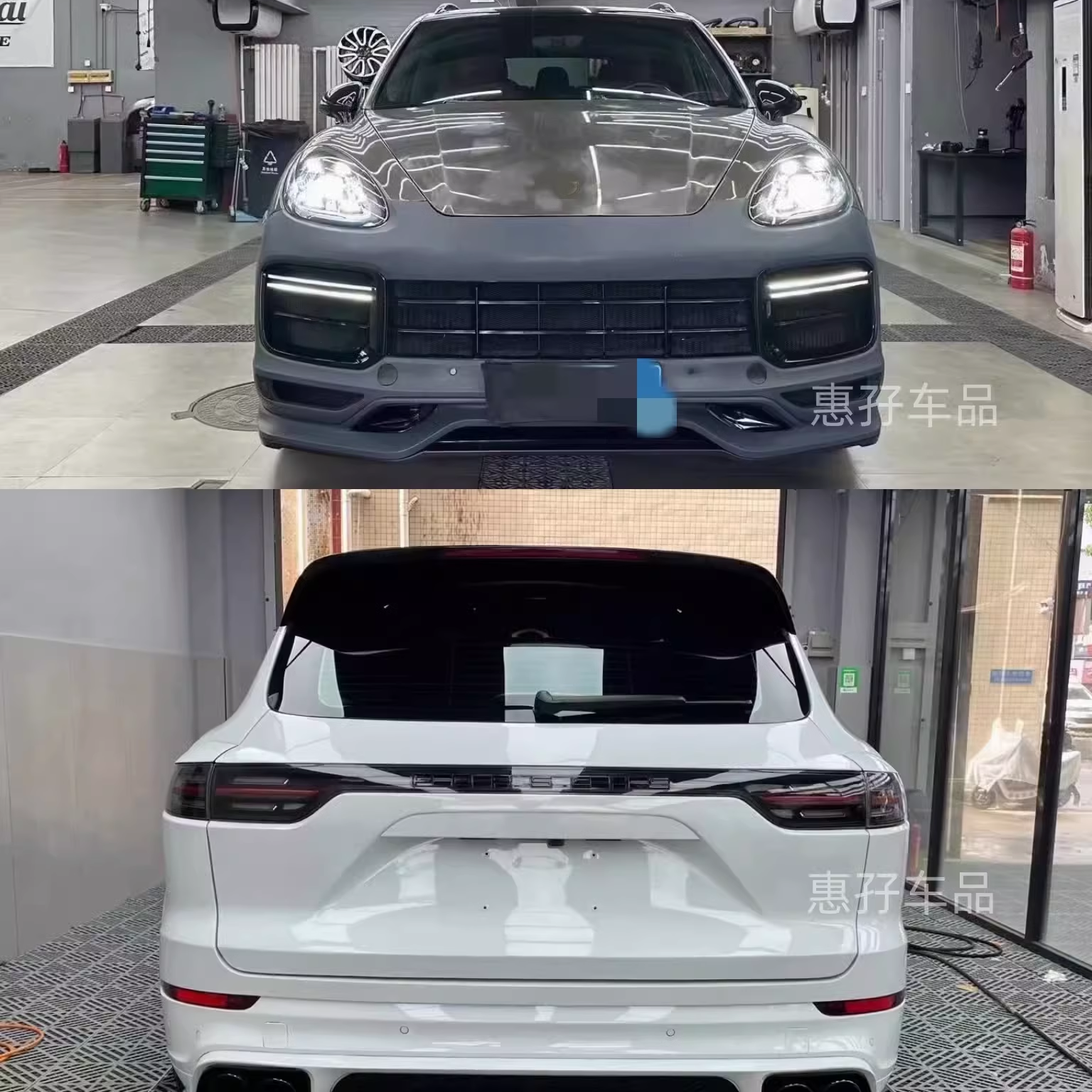 卡宴老款改新款贯穿尾灯大灯