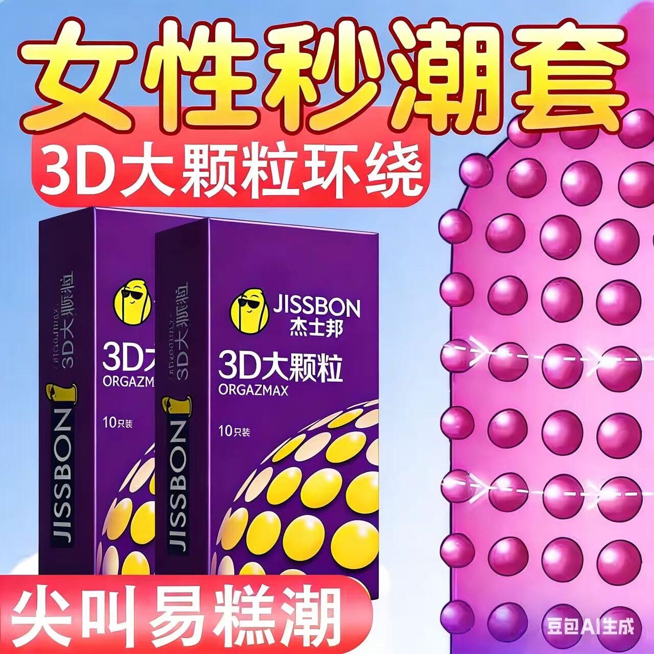 杰士邦3D大颗粒避孕套刺激官方正品保密发货