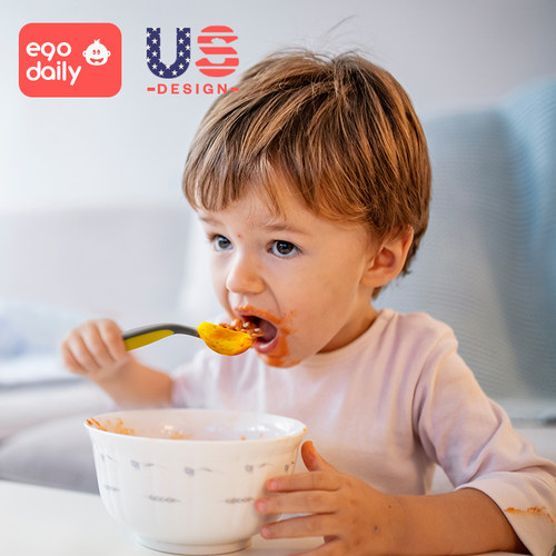 婴儿学吃饭弯头勺叉套装2个装