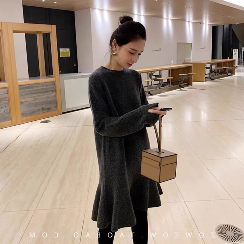 FAshi 新款绝美内搭打底鱼尾裙子气质名媛高级感宽松针织洋装女