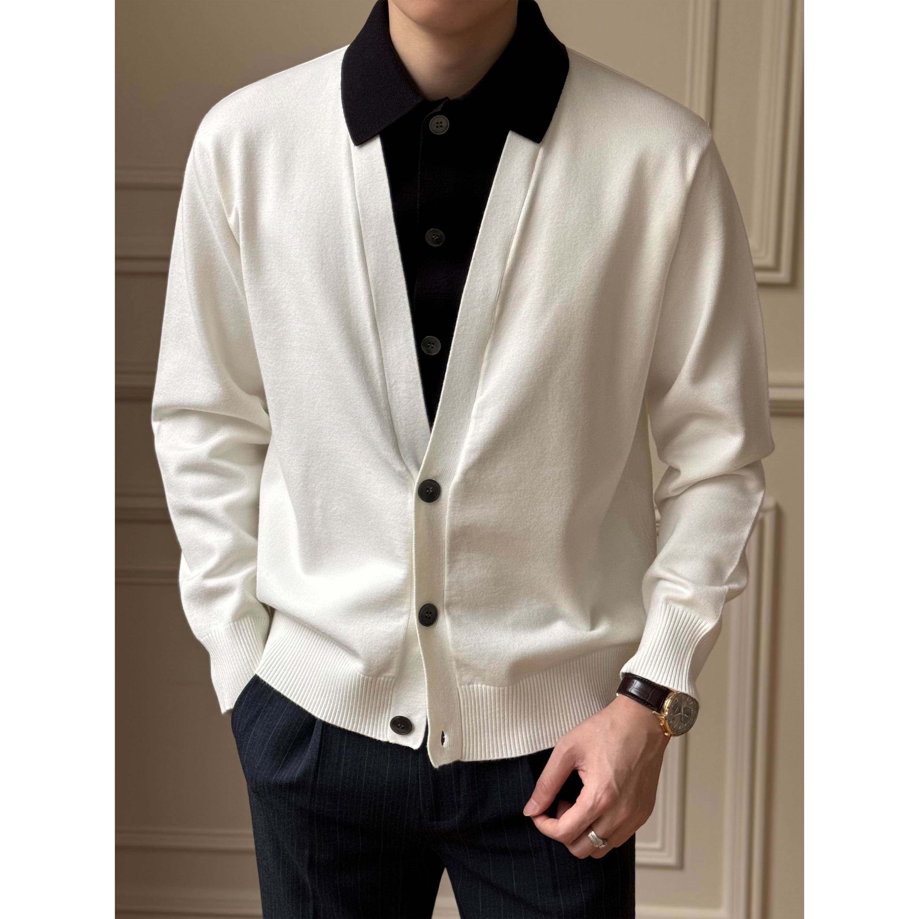 高端轻奢秋冬假两件开衫毛衣男2025新款针织衫商务毛衫打底外套,男装,时尚防晒服,淘宝优惠券,粉丝福利购,淘宝优惠卷