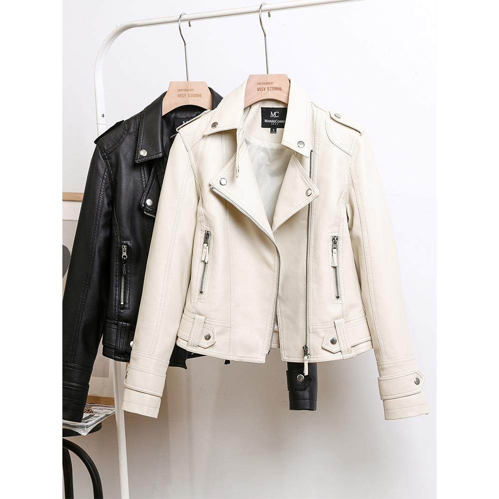 韩国短款皮衣外套2025春秋新款女士修身真皮夹克翻领复古机车服潮,女装/女士精品,皮衣,淘宝优惠券,粉丝福利购,淘宝优惠卷