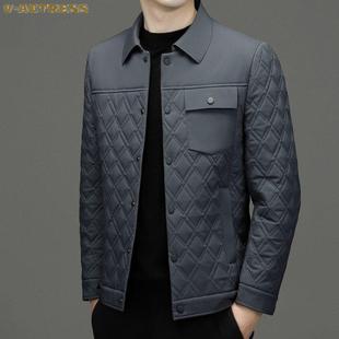 冬季翻领夹克衫外套男2025秋冬棉服休闲加厚中年男士上衣爸爸棉衣