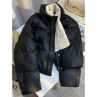 黑色90白鸭绒短款外套女2025冬季新款韩版宽松高级感加厚皮羽绒服