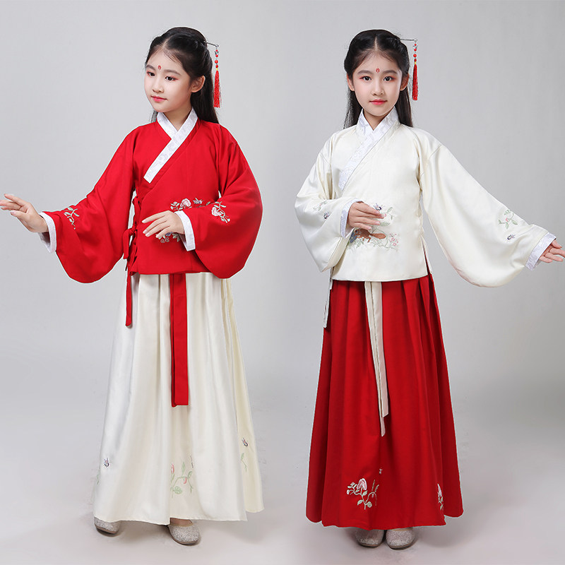 儿童古装汉服袄裙春款 女童汉服中国风小孩古装写真舞蹈演出服装