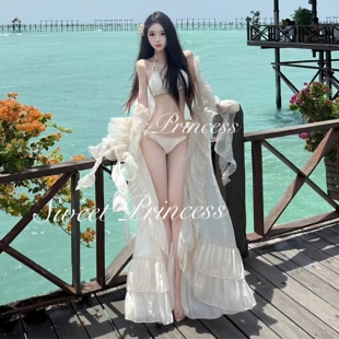 海邊度假泳衣 「海島日記」比基尼高級ins性感三件套分體純欲罩衫