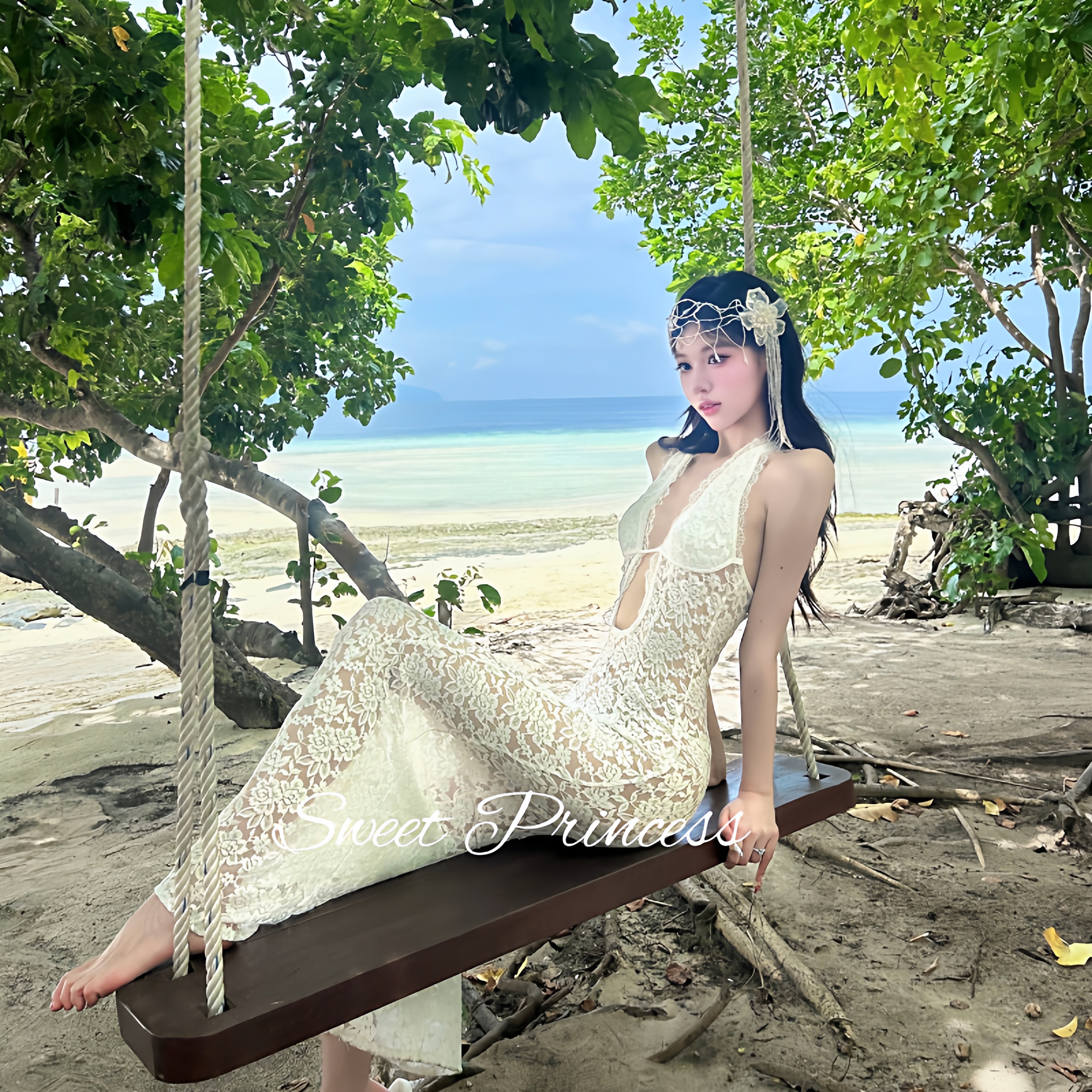 「绮织仙裙」纯欲蕾丝挂脖bikini三件套海边度假风性感包臀鱼尾女,运动/瑜伽/健身/球迷用品,连体泳衣,淘宝优惠券,粉丝福利购,淘宝优惠卷