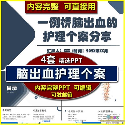 脑出血个案护理查房PPT课件模板 病史介绍护理讨论反思评估措施