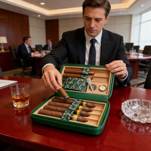 雪茄保养盒雪茄外出雪松木保湿盒便携式剪茄器套装旅行雪茄盒收纳