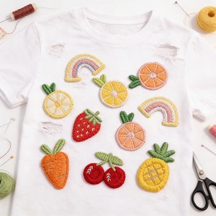 缝在毛衣上的装饰品草莓刺绣樱桃衣服针线缝补儿童补丁贴小号迷你