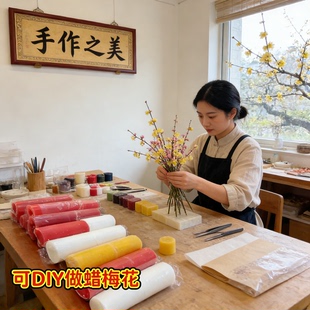 做腊梅花蜡烛破损蜡烛瑕疵断裂融化做腊梅花手工DIY红白家用耐烧