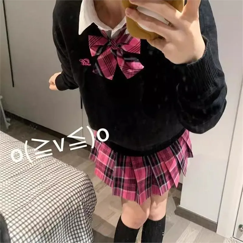 小玫川岛私立学院原创正版日系JK制服秋冬校供感格裙毛衣套装