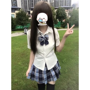 JK制服套裝 上衣女學(xué)院風(fēng)修身 顯瘦白色辣妹短袖 襯衣 女收腰襯衫