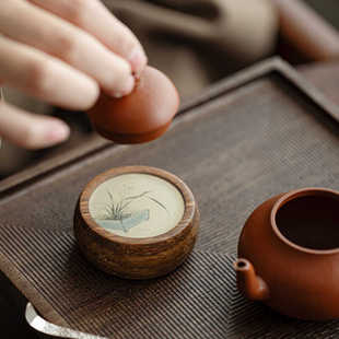 晴山 兰花重竹盖托盖置中式仿古杯垫陶瓷盖碗盖托紫砂壶盖托
