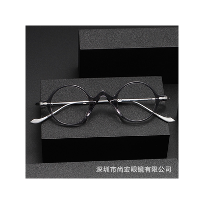 日系复古小脸圆框眼镜女松田lifesaver文艺板材近视男纯钛眼镜框