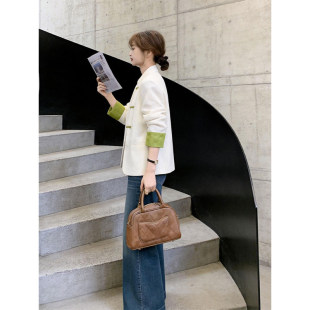 新中式小香风白色西装外套女款春季重要场合高端小资短款盘扣上衣