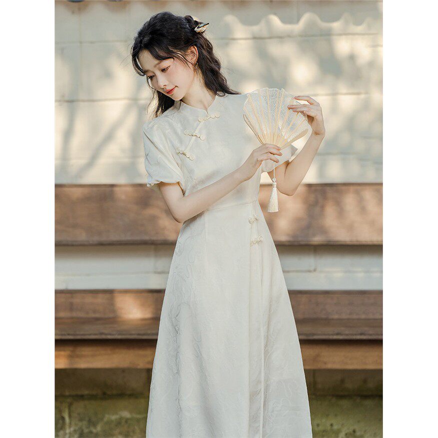 茶歇法式改良旗袍年轻款少女夏季2026年新款新中式禅意国风洋装