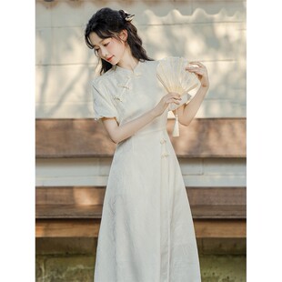 茶歇法式改良旗袍年轻款少女夏季2025年新款新中式禅意国风洋装
