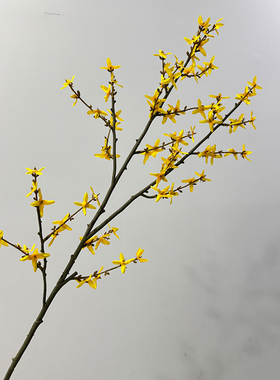 仿真迎春枝假树枝黄色寸寸金花艺造景插花摆件高端样板间摆件