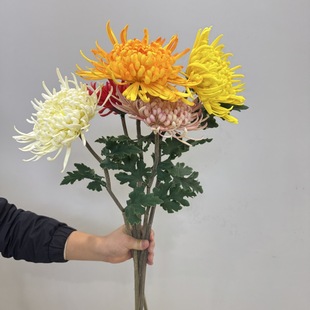 仿真软胶菊花假花艺术插花蟹爪菊装饰花头头饰婚庆客厅花艺造景