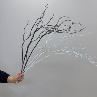 仿真枝条短枝两叉龙柳枝艺术插花枯枝婚庆摄影道具干枝造景花材