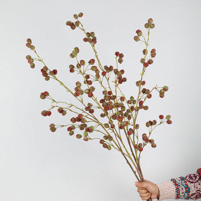 仿真大枝桑果发财果小4叉地榆桑葚果浆果黄金果家装树枝家居