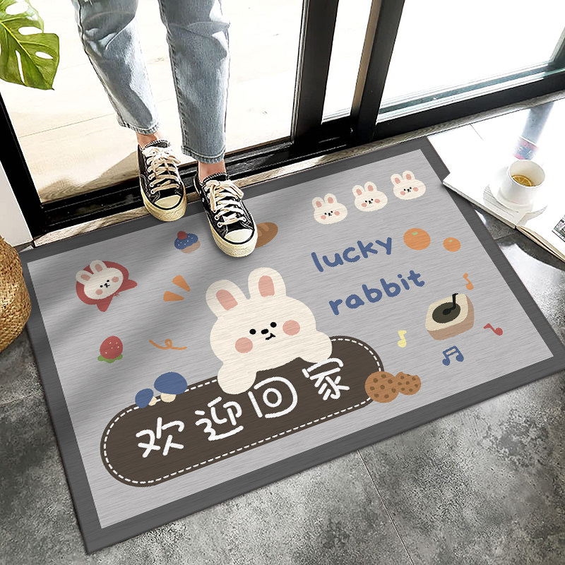 欢迎回家卡通萌兔入户门地垫进门大门口防滑垫子门外脚垫耐脏耐磨,居家布艺,入户地垫,淘宝优惠券,粉丝福利购,淘宝优惠卷