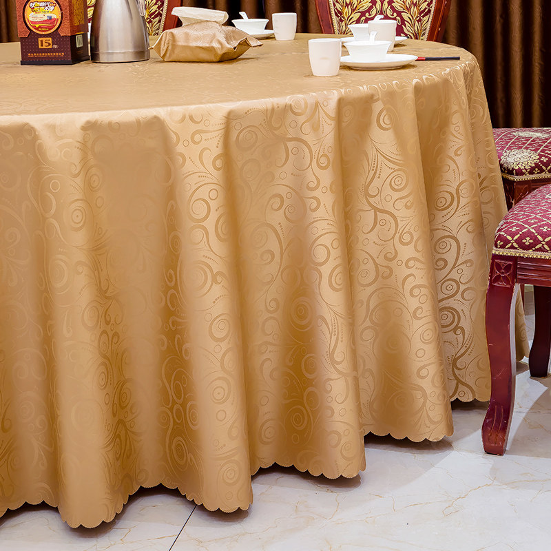 高档酒店饭店餐桌布防水防油免洗防烫大圆桌桌布布艺圆形餐布家用