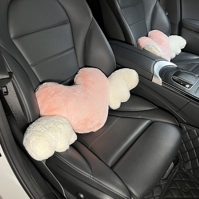 汽车头枕腰靠开车护腰网红爱心翅膀车用护颈靠垫车U载座椅靠背腰