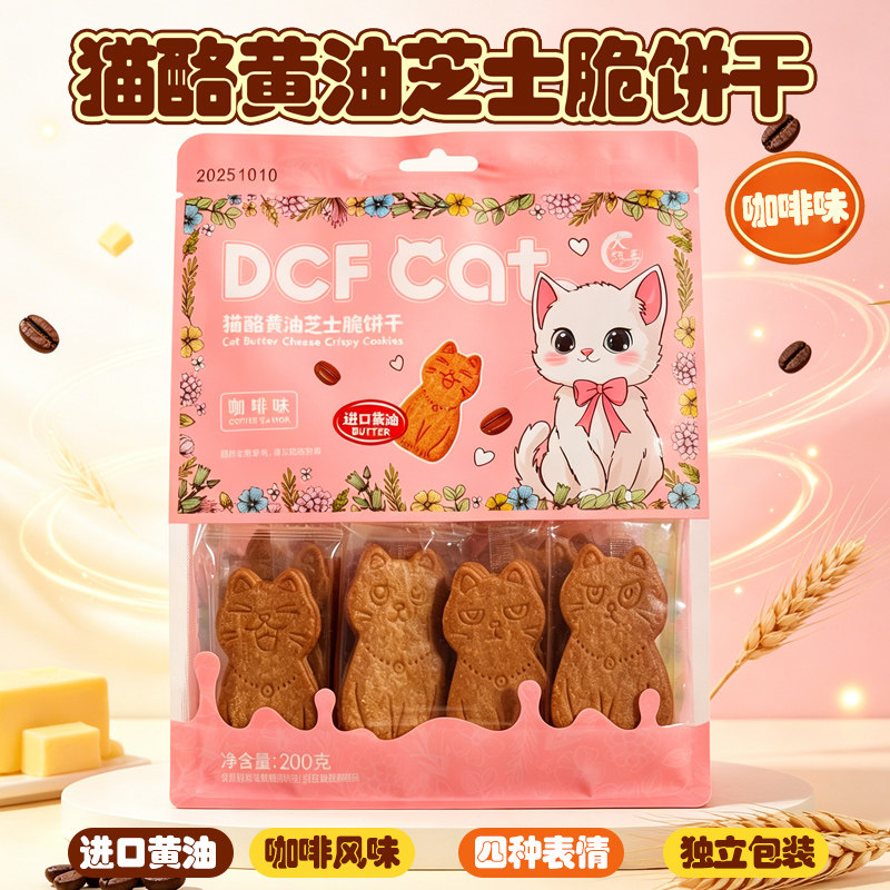 大纯丰黄油猫酪薄脆曲奇饼干水牛奶蛋糕全麦吐司早餐休闲解馋零食