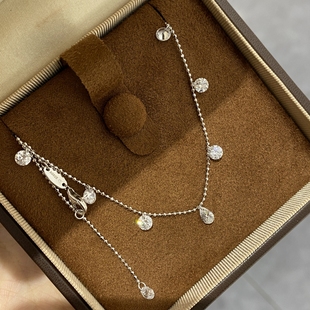 七星闪珠满天星|圆钻水滴露珠点钻项链颈链女925银镀金时尚锁骨链