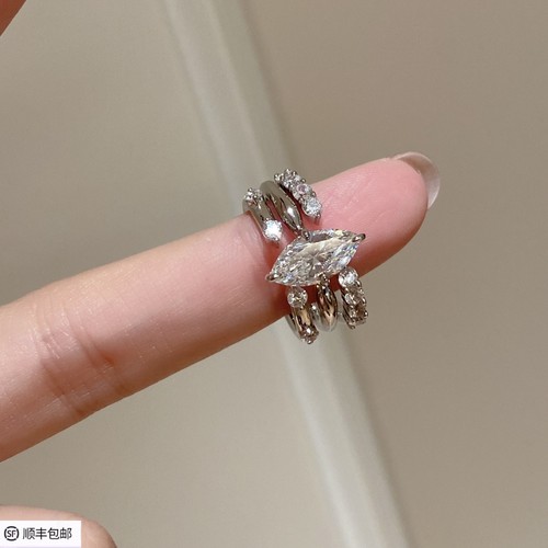 半钻点钻开口2克拉马眼泡泡戒指