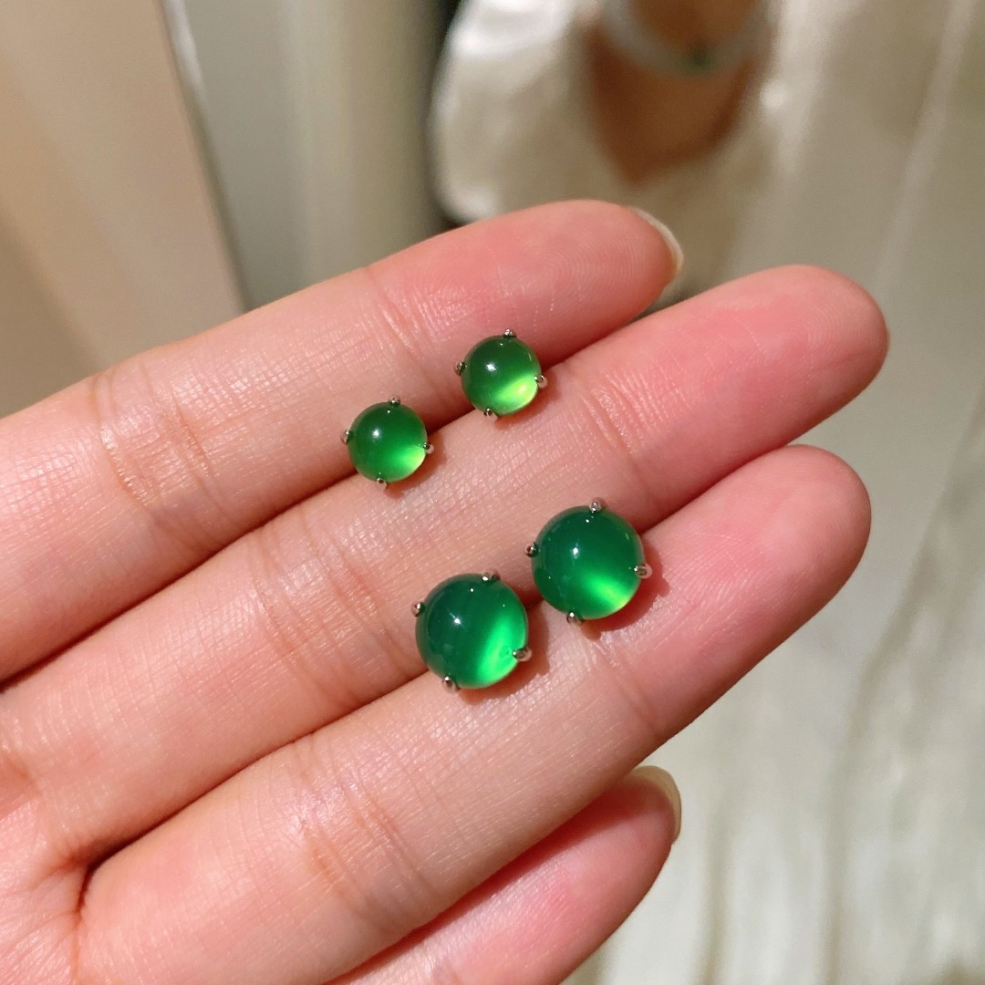 6mm小号无钻8mm镶钻四爪绿玉髓鸽子蛋形素面露珠耳钉耳环女925银,饰品/流行首饰/时尚饰品新,耳钉,淘宝优惠券,粉丝福利购,淘宝优惠卷