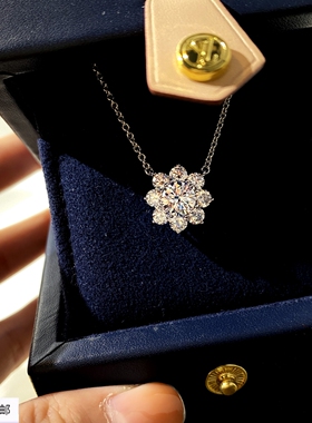 方恰拉同款sunflower满钻锦簇花朵太阳花1克拉60分锁骨项链女925