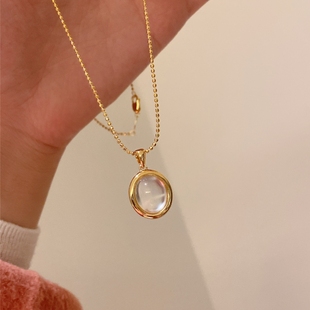 法式极简风|金色素金蛋面水沫玉项链女925纯银镀金新中式简约百搭
