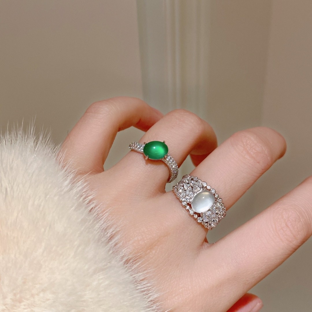 新中式微棉高冰6*8m水沫玉蛋面镂空排钻戒指女925银精致复古蛋形,饰品/流行首饰/时尚饰品新,戒指/指环,淘宝优惠券,粉丝福利购,淘宝优惠卷