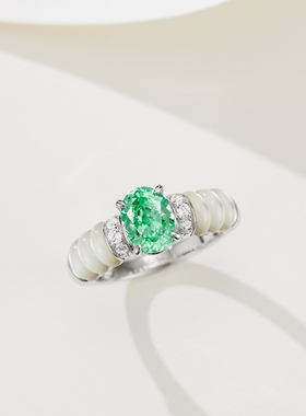 1.5克拉波浪白贝母帕拉伊巴戒指