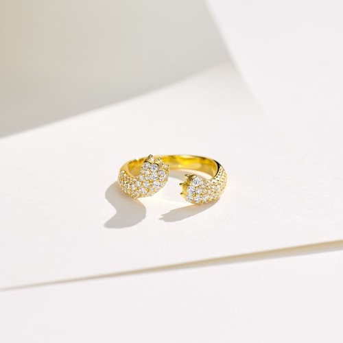 可爱豹富两个满镶豹子爪爪戒指女