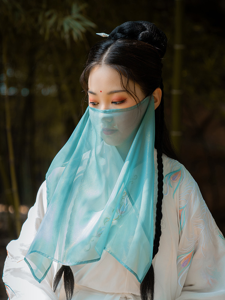 中国风汉服面罩挂耳古风遮面纱古装仙女主播仙气挂耳遮脸面帘防晒