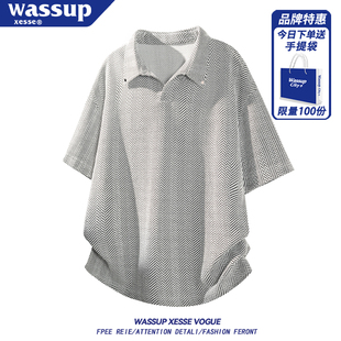 重磅麦穗纹海鸥领polo衫短袖男款夏季高级感翻领t恤cleanfit半袖