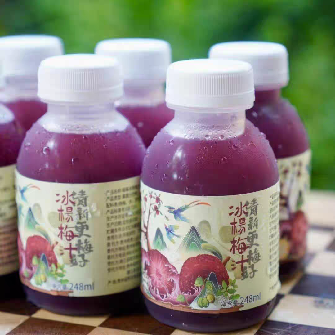 每梅冰杨梅汁8瓶装罗汉果薄荷无蔗糖素食饮料果蔬汁冻饮品酸梅汤