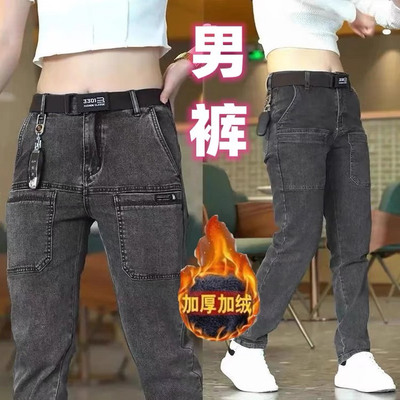 多口袋弹力工装牛仔裤男款秋冬季