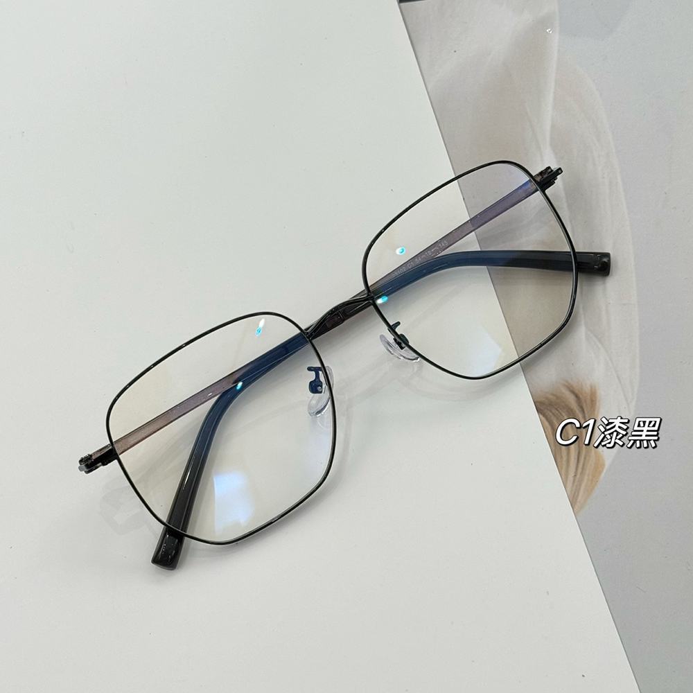 时尚多边形塑钢镜腿金丝线金属细框眼镜男女近视可配镜片学生镜架