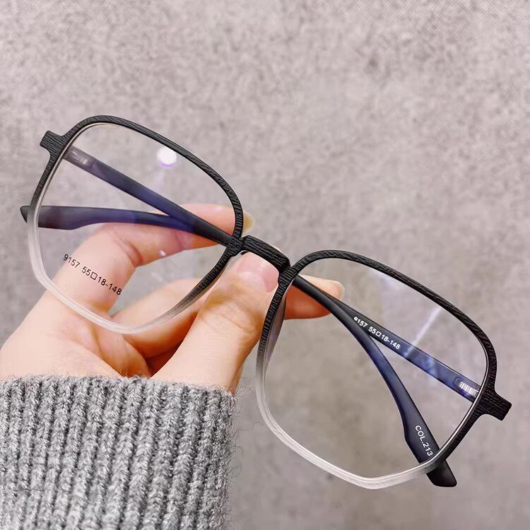 仿木纹渐变色超轻TR90多边形大脸圆脸眼镜框男女近视可配度数变色