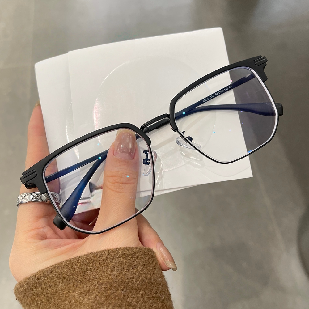 时尚大框眉线框半框眼镜架男女防蓝光近视可配度数散光痞帅风镜架