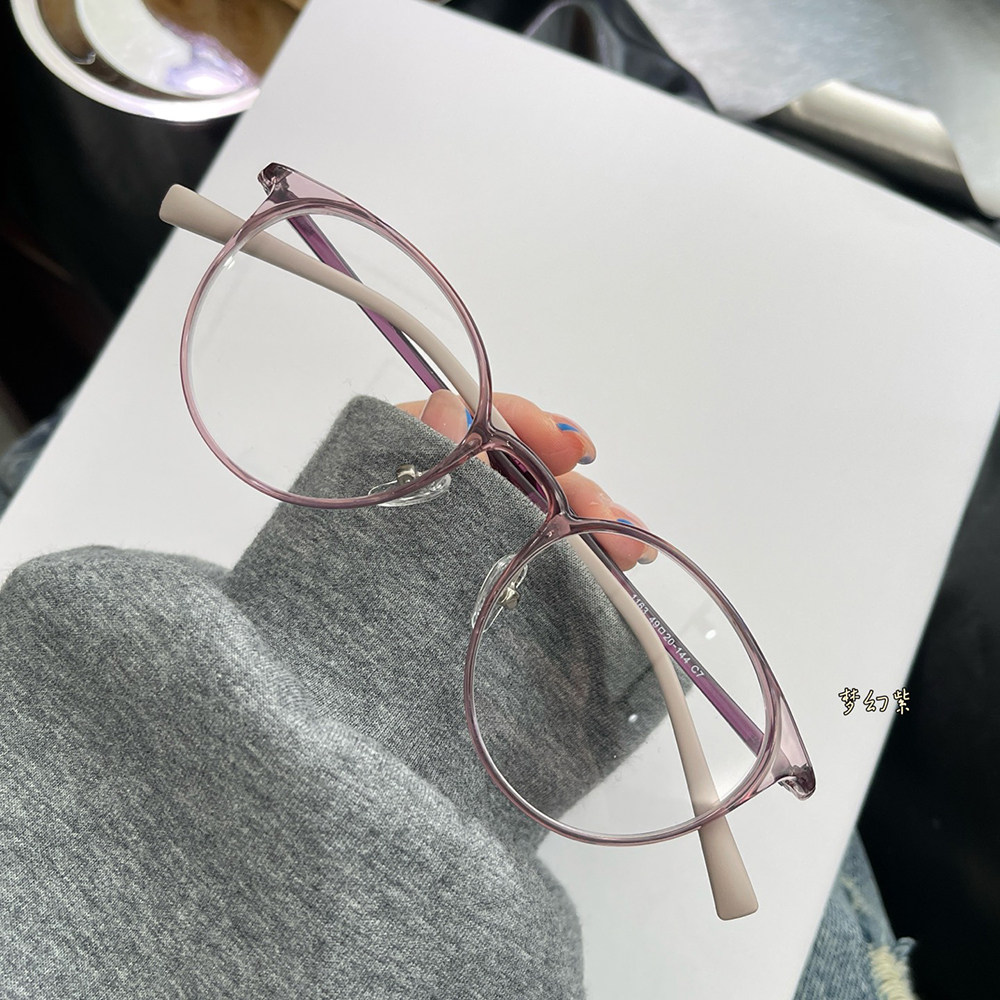 （塑钢）韩版超轻塑钢圆框全框眼镜框女近视可配有度数学生眼睛架